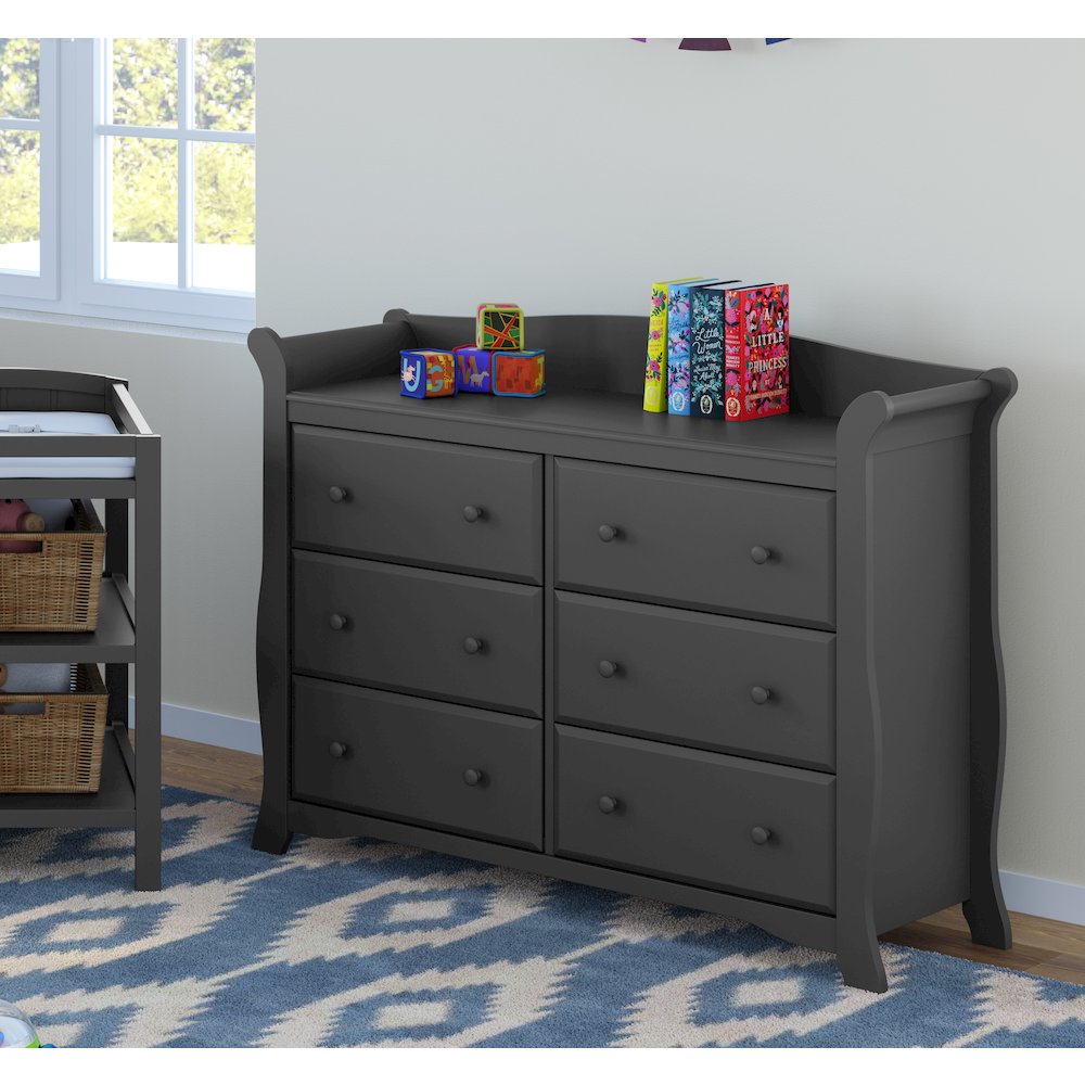 Storkcraft Avalon 6 Drawer Universal Double Dresser - Gray