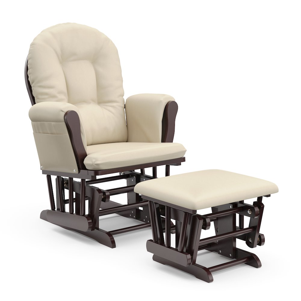Storkcraft Hoop Glider and Ottoman - Espresso with Beige