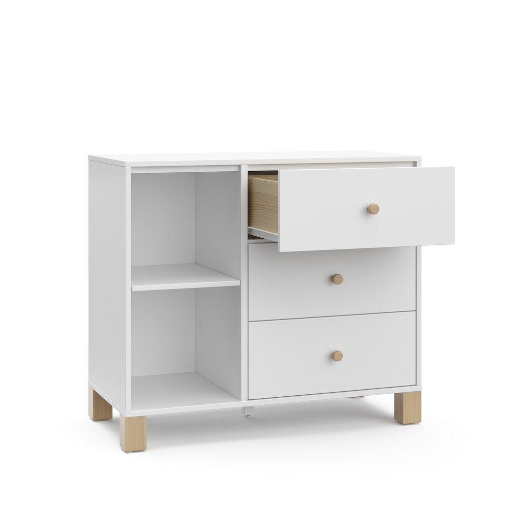 Storkcraft California 3 Drawer Combo Dresser (White with Driftwood)