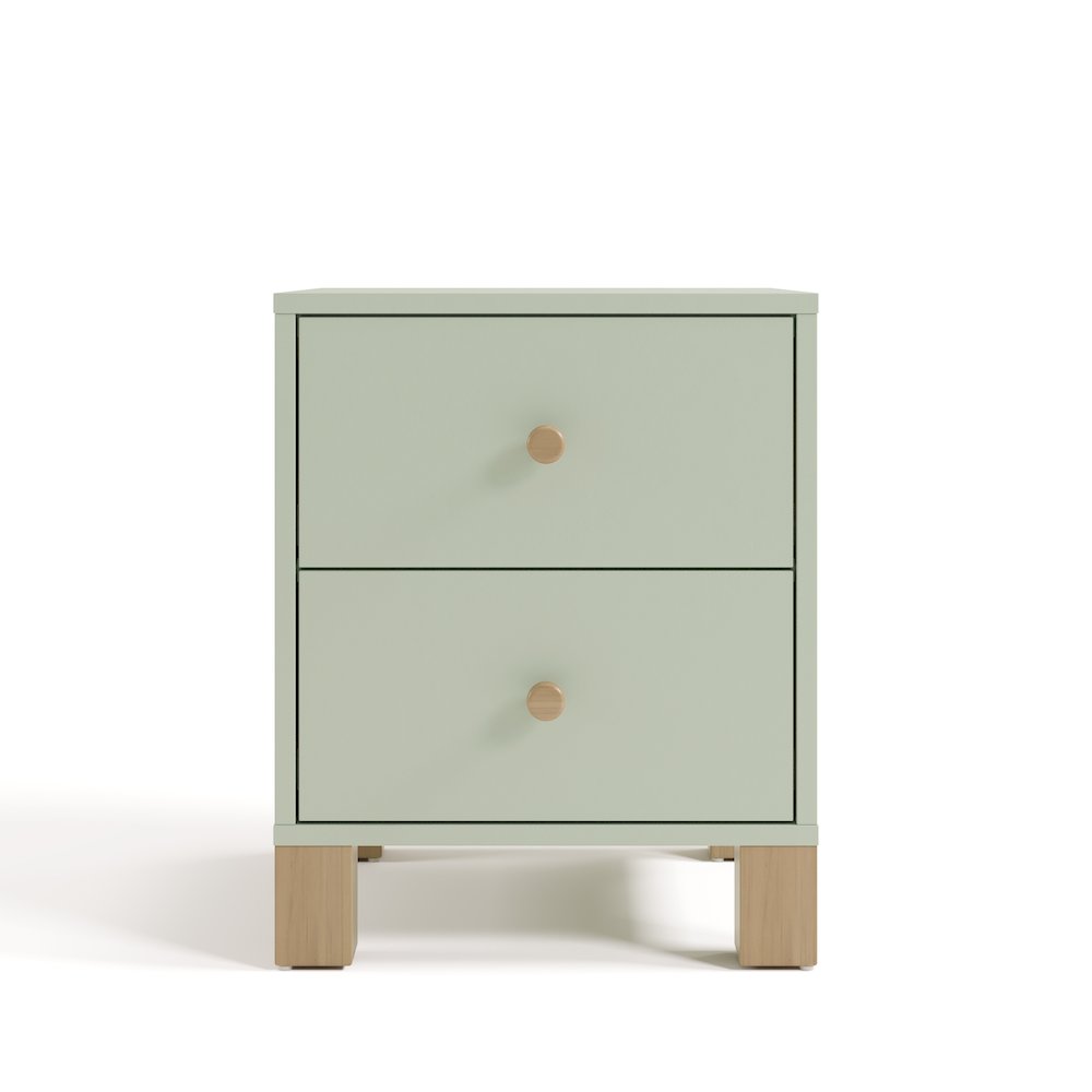 California 2 Drawer Nightstand - Sage with Driftwood