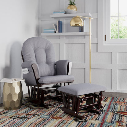 Storkcraft Hoop Glider and Ottoman - Espresso with Gray Swirl