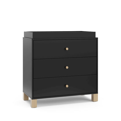 California 3 Drawer Chest With Topper - Black with Driftwood