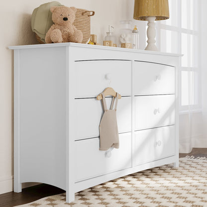 Kenton 6 Drawer Universal Double Dresser - White