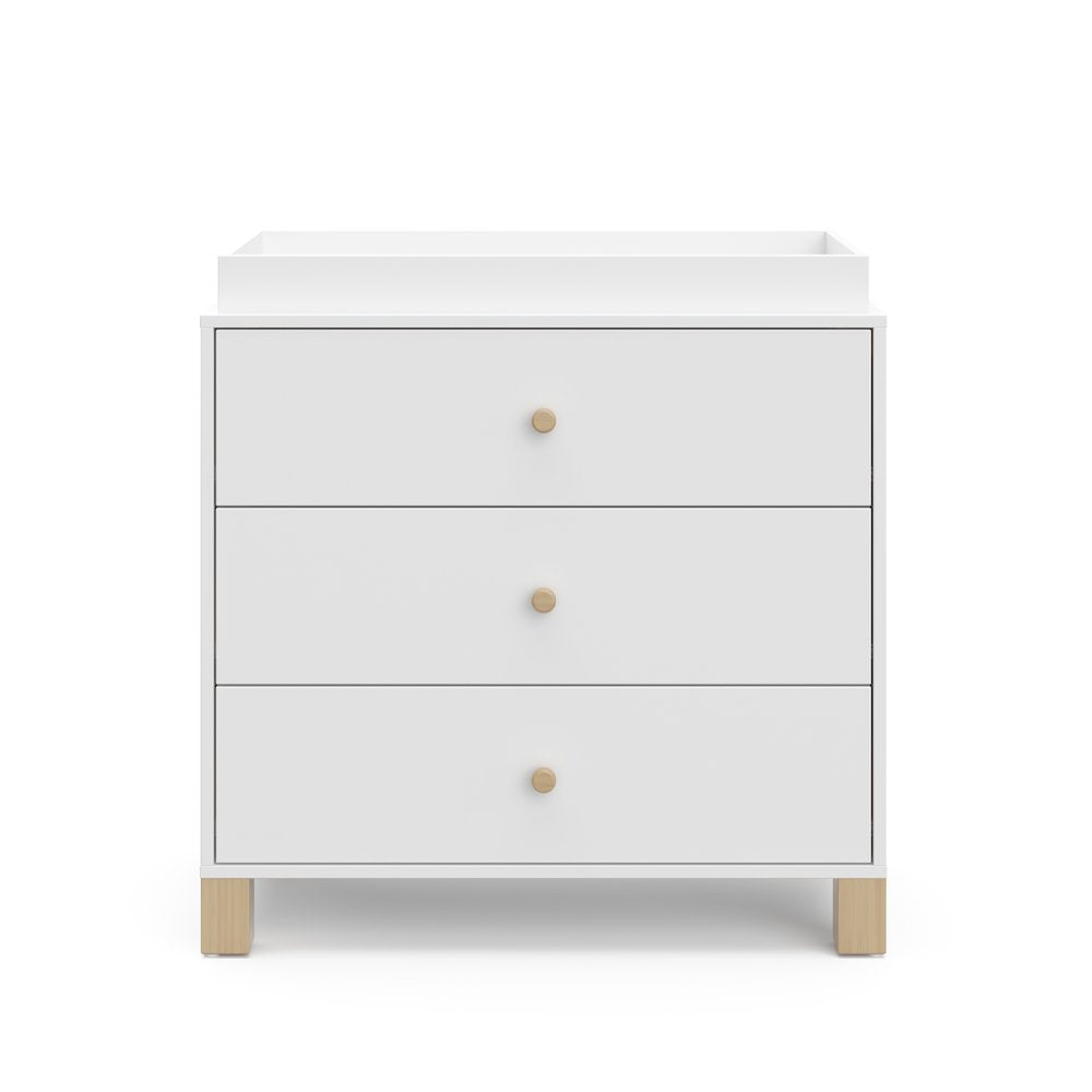 California 3 Drawer Chest With Topper - White with Driftwood