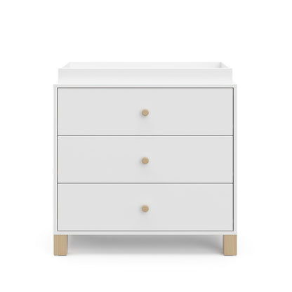 California 3 Drawer Chest With Topper - White with Driftwood