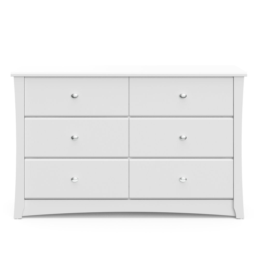 Storkcraft Crescent 6 Drawer Double Dresser (White) – GREENGUARD Gold Certified