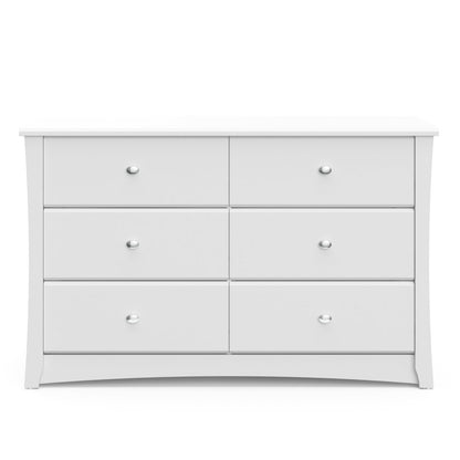 Storkcraft Crescent 6 Drawer Double Dresser (White) – GREENGUARD Gold Certified