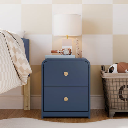 Storkcraft Next Santos 2-Drawer Nightstand (Midnight Blue with Natural)