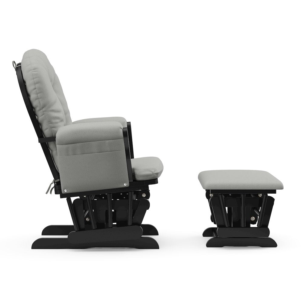 Storkcraft Hoop Glider and Ottoman - Black with Light Gray