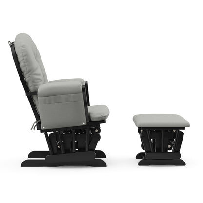 Storkcraft Hoop Glider and Ottoman - Black with Light Gray