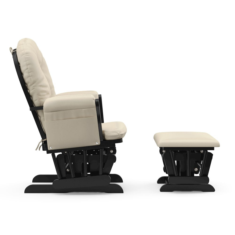 Storkcraft Hoop Glider and Ottoman - Black with Beige