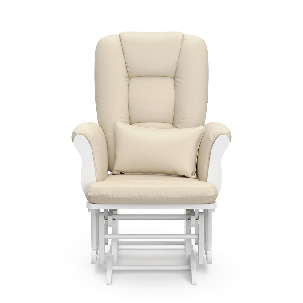 Tuscany Glider & Ottoman - White with Beige