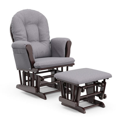 Storkcraft Hoop Glider and Ottoman - Espresso with Gray Swirl