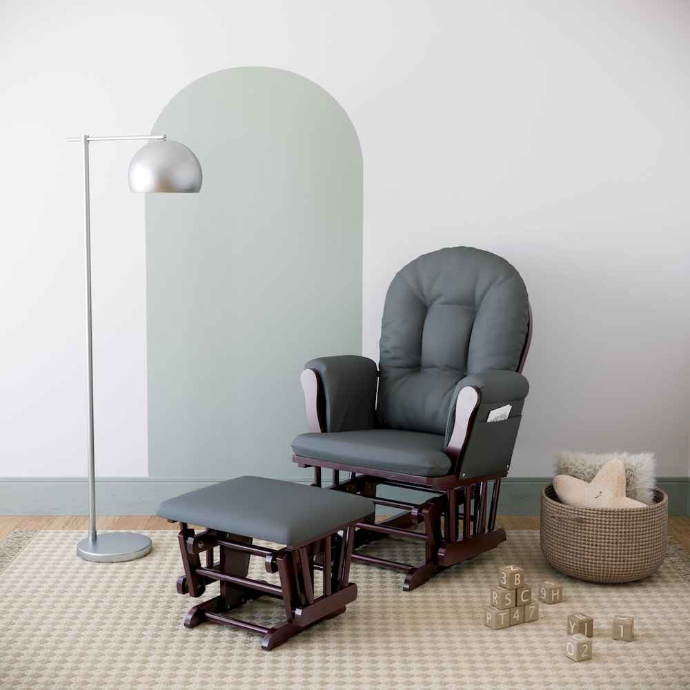 Storkcraft Hoop Glider and Ottoman - Espresso with Gray