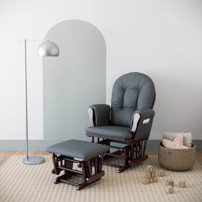Storkcraft Hoop Glider and Ottoman - Espresso with Gray