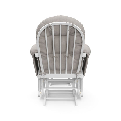 Storkcraft Hoop Glider and Ottoman - White with Taupe Swirl