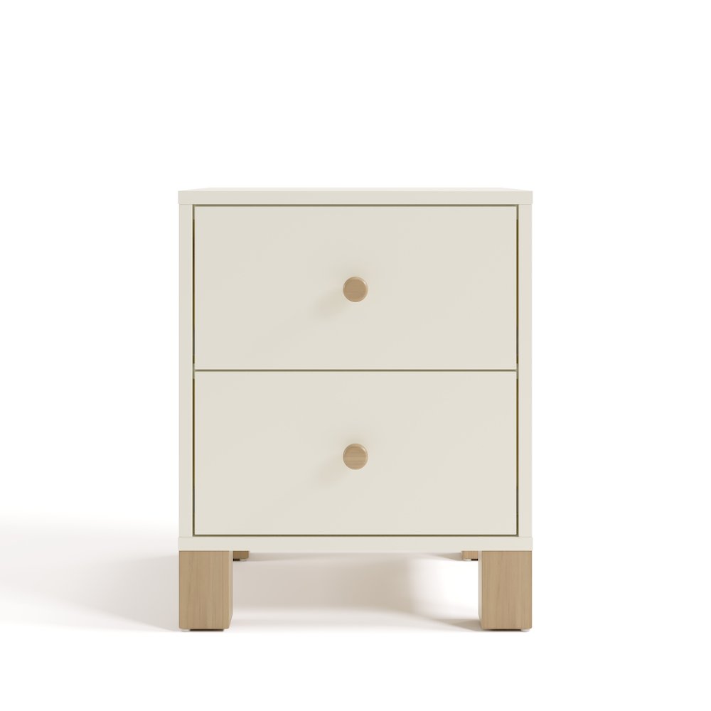 California 2 Drawer Nightstand - Frosted Oat with Driftwood