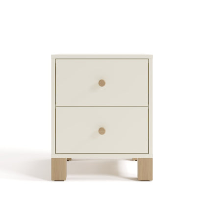 California 2 Drawer Nightstand - Frosted Oat with Driftwood