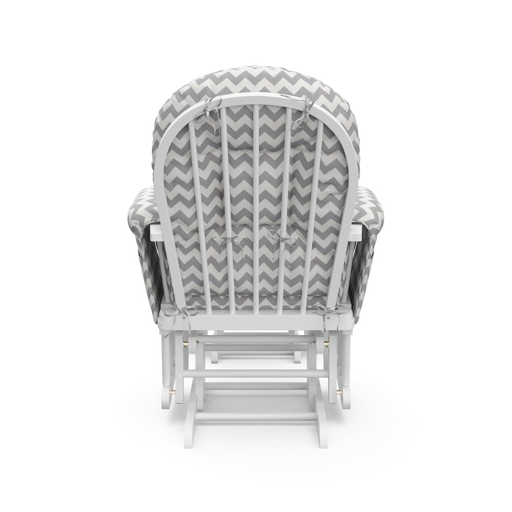 Storkcraft Hoop Glider and Ottoman - White with Gray Chevron