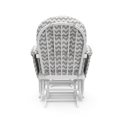 Storkcraft Hoop Glider and Ottoman - White with Gray Chevron