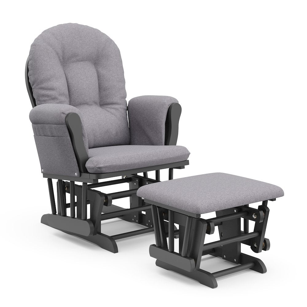 Storkcraft Hoop Glider and Ottoman - Gray with Gray Swirl