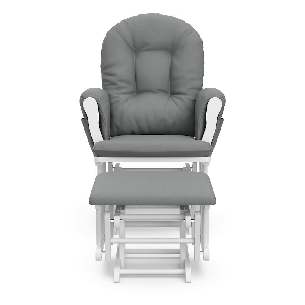 Storkcraft Hoop Glider and Ottoman - White with Gray