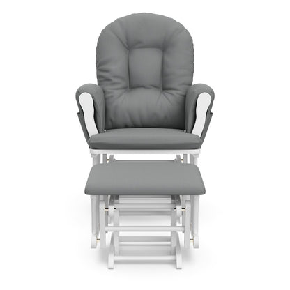 Storkcraft Hoop Glider and Ottoman - White with Gray