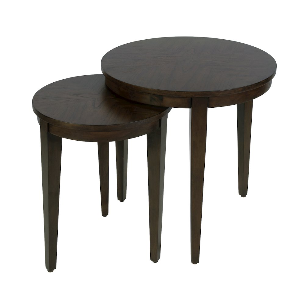 Lacey Round Nest Of Tables, Dark Brown