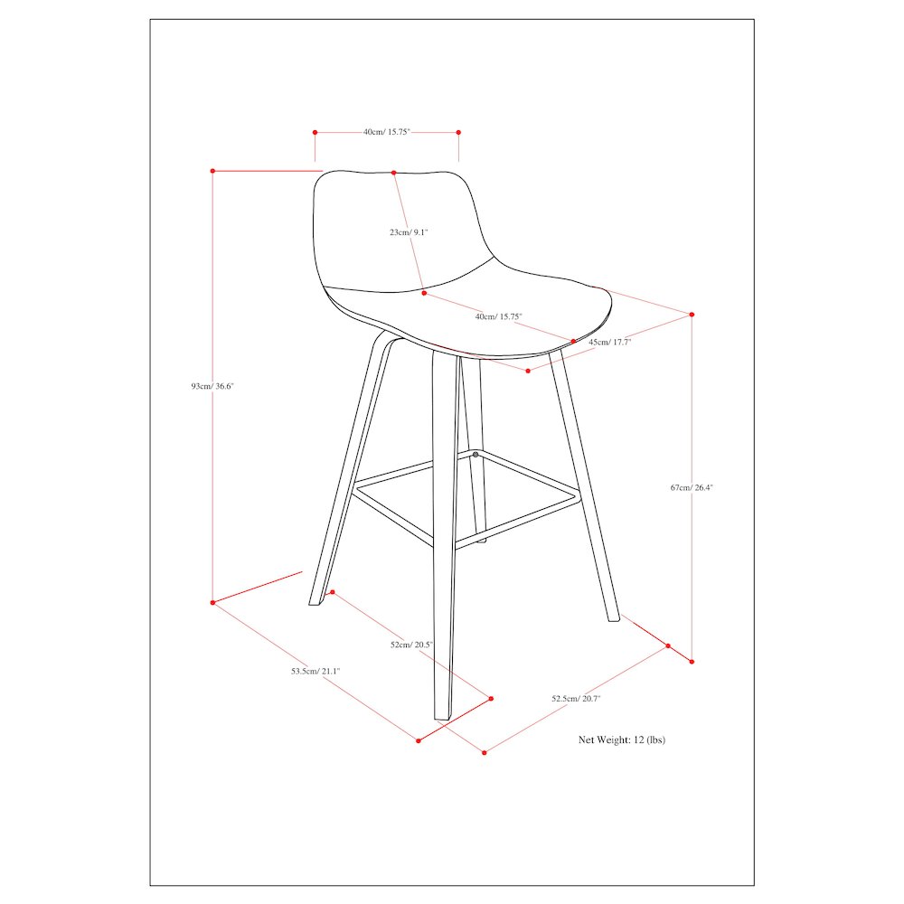 Counter Height Stool (Set Of 2) In Medium Blue Linen Look Fabric