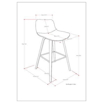 Counter Height Stool (Set Of 2) With Light Wood In Denim Blue Polyester Linen