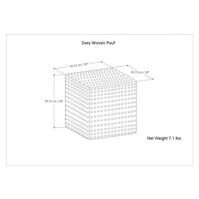 Zoey Woven Cube Pouf In Maroon Cotton And Wool