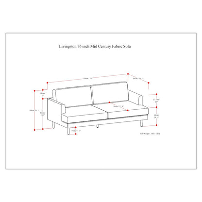 Livingston 76-Inch Sofa In Woven-Blend Fabric