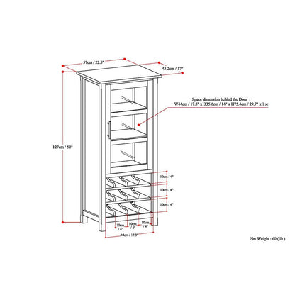 Avalon 22 inch Wide Contemporary Solid Wood 12-Bottle Wine Rack Storage Cabinet