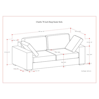 Charlie 78-Inch Sofa In Tightly Woven Performance Fabric