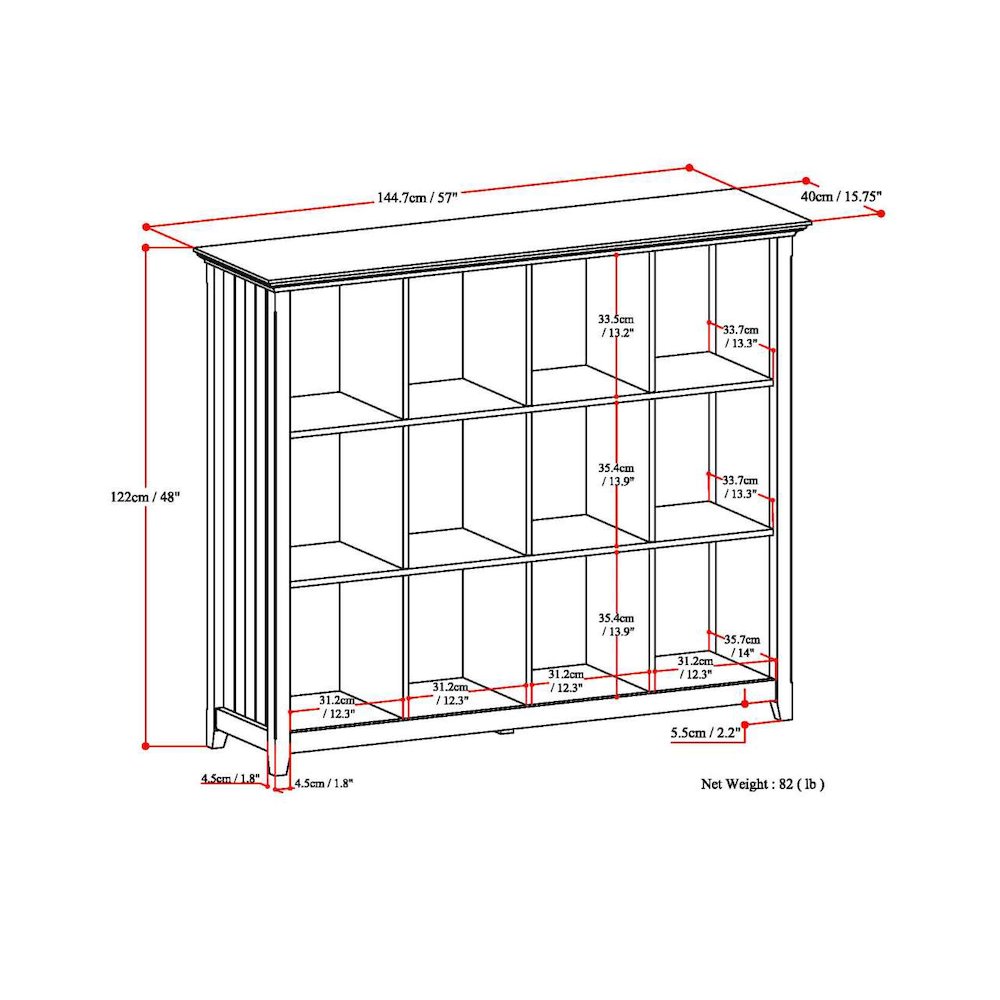Acadian Solid Wood 12 Cube Storage In White