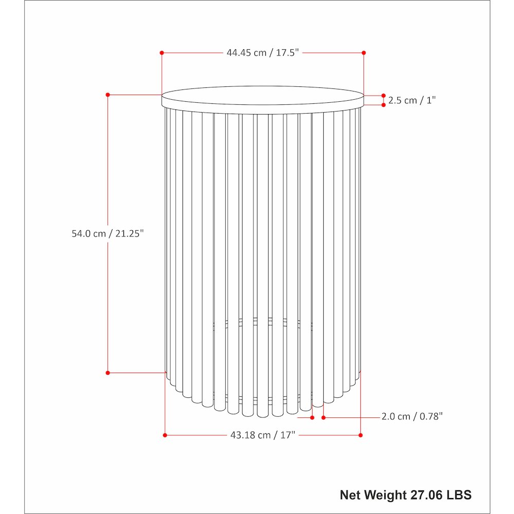 Demy Metal Accent Table In White Marble / Black