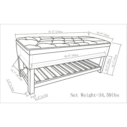 Lomond Solid Wood Storage Ottoman Bench In Tanners Brown