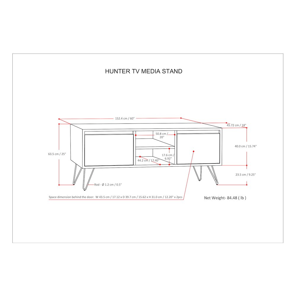 Hunter Tv Media Stand In Walnut Veneer