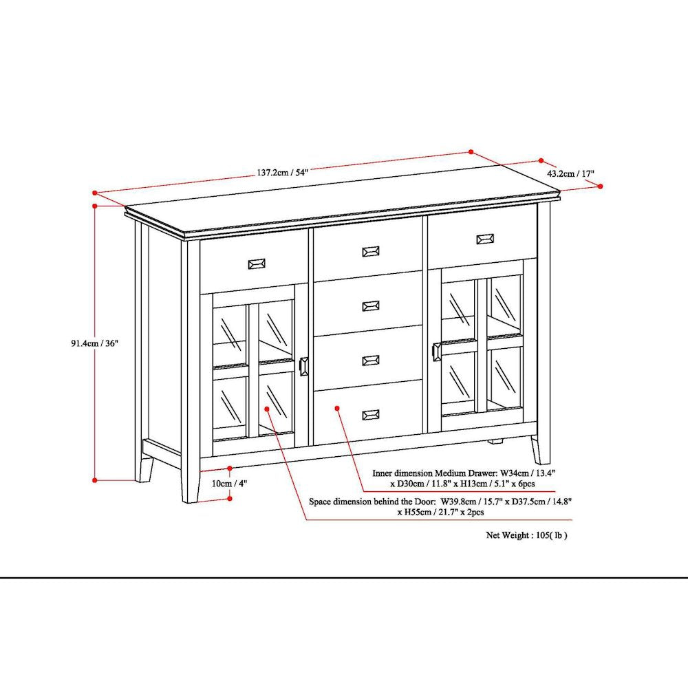 Artisan Solid Wood Sideboard Buffet In Distressed Grey