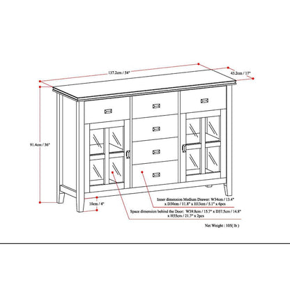 Artisan Solid Wood Sideboard Buffet In Distressed Grey