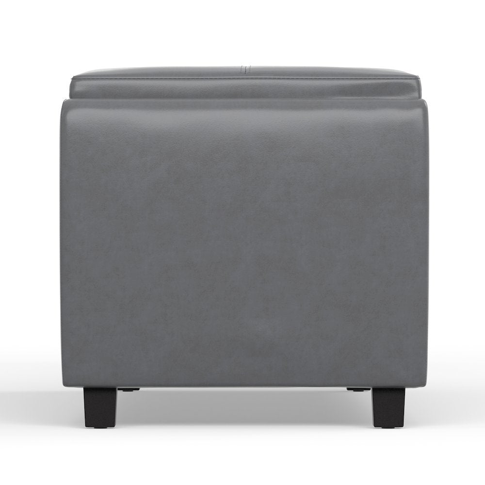 Avalon Storage Ottoman In Stone Grey Vegan Faux Leather