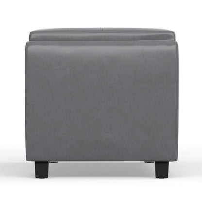 Avalon Storage Ottoman In Stone Grey Vegan Faux Leather