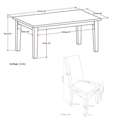 Acadian Solid Hardwood 5 Piece Dining Set In Distressed Black