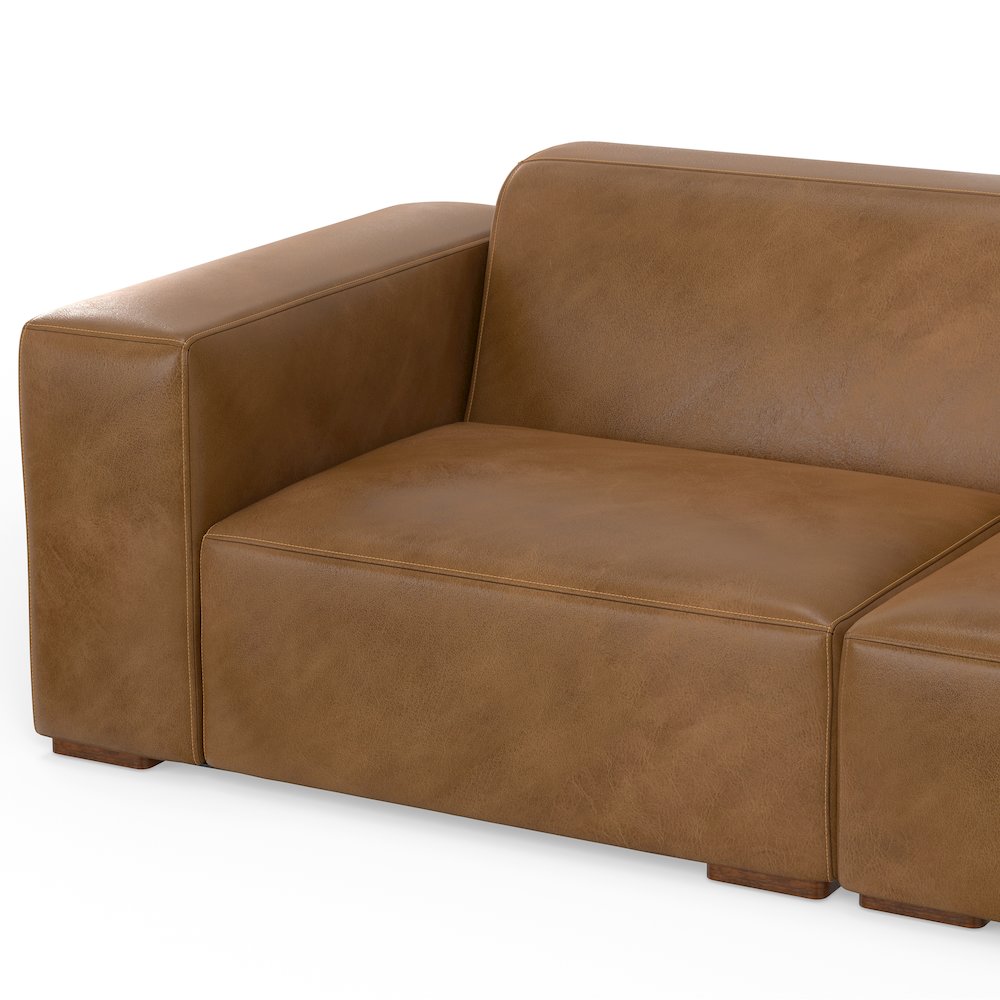 Rex 2-Seater Modular Sofa And Ottoman Set In Genuine Leather