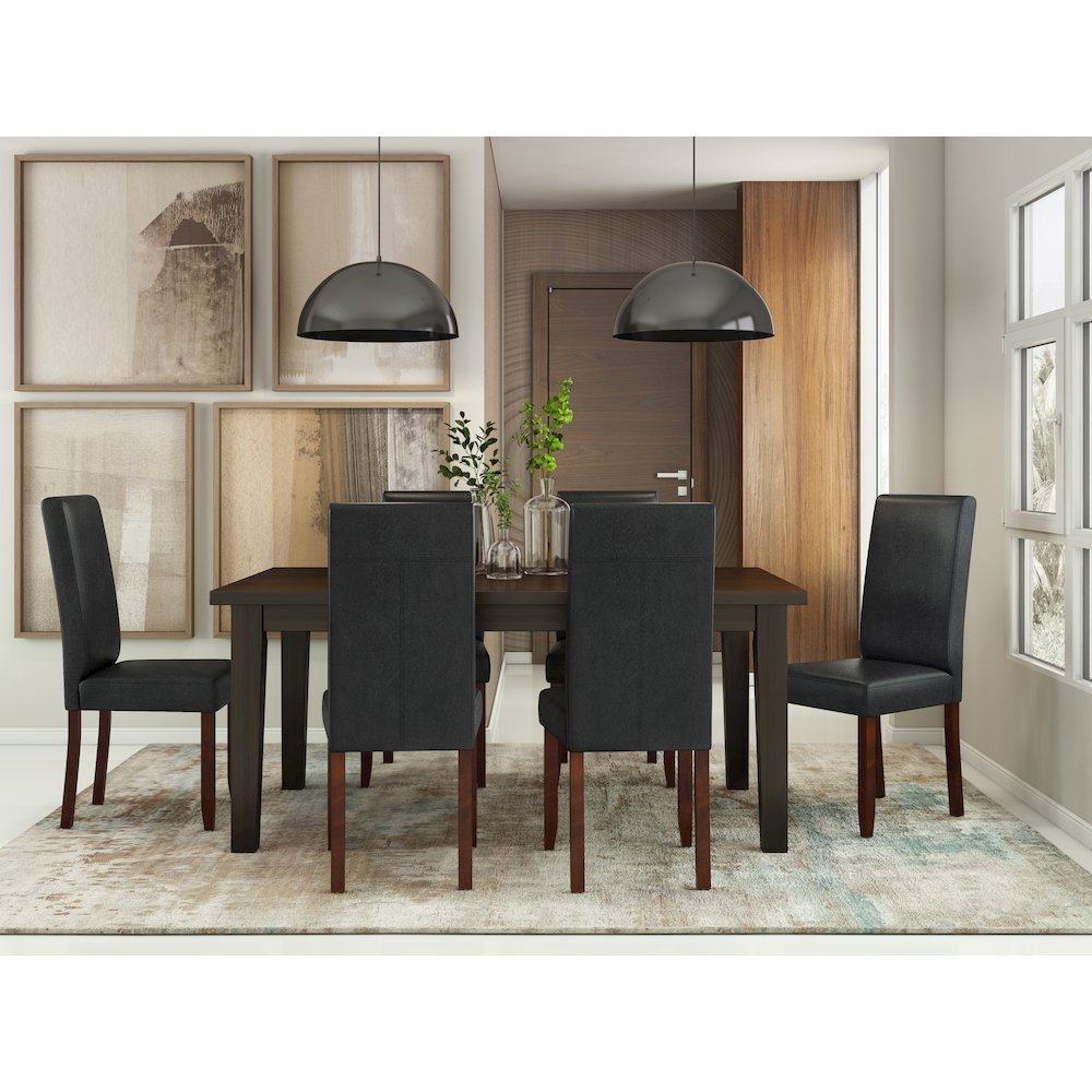 Acadian Solid Wood Parson Dining Chair (Set Of 2) In Distressed Black