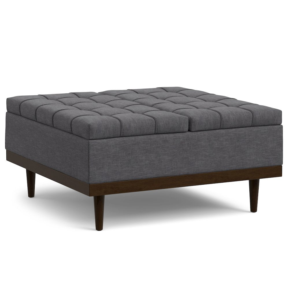 Mariah Lift Top Table Storage Ottoman in Slate Grey  Polyester Linen