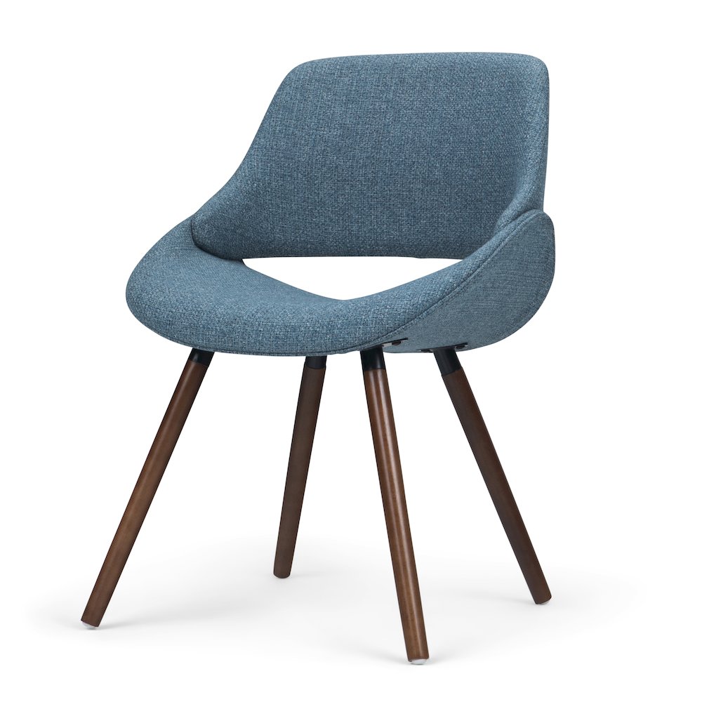 Malden Bentwood Dining Chair In Denim Blue Woven Fabric