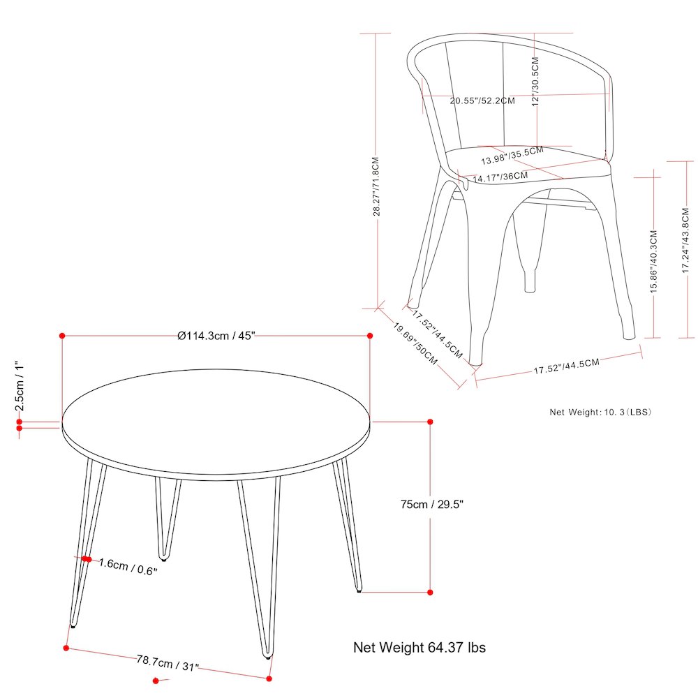 5 Piece Dining Set In Distressed Black And Silver
