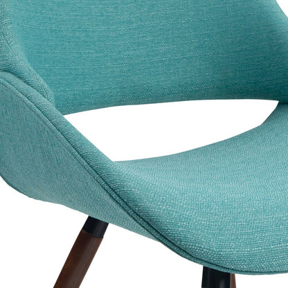 Malden Bentwood Dining Chair In Turquoise Blue Woven Fabric