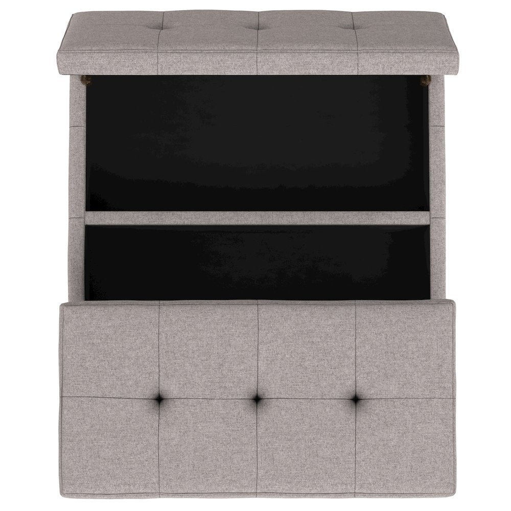 Dover Lift Top Coffee Table Storage Ottoman In Cloud Grey Polyester Linen